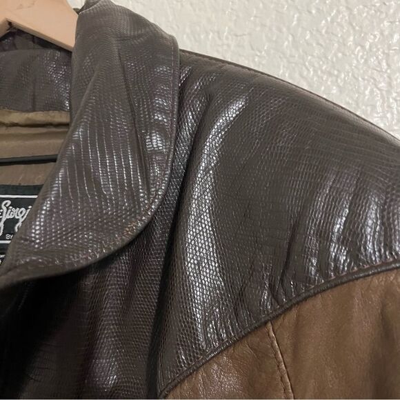 Vintage Gino di Giorgio By Comint Brown Leather Bomber Jacket Coat Size S - Picture 3 of 15